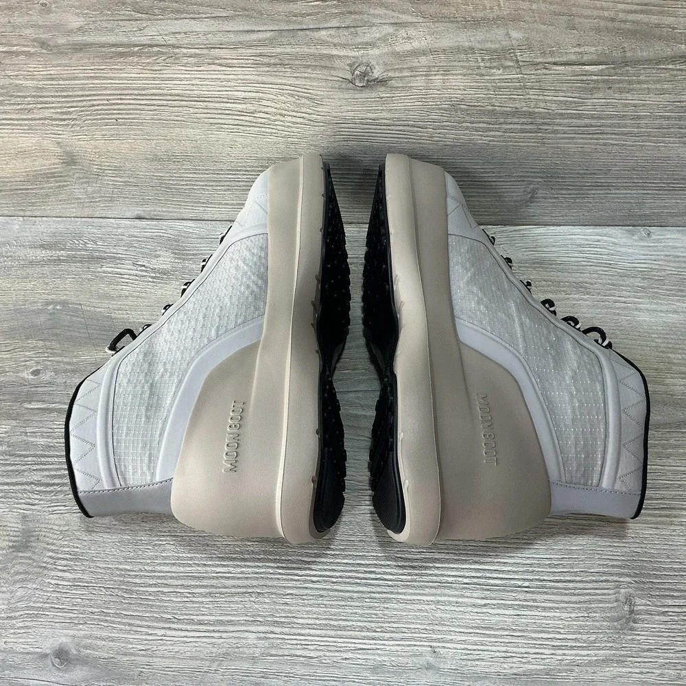 Moon Boots Men's Glacier Grey Mid Nylon Up Trek Limited Edition Size 11.5 NEW